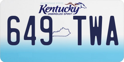 KY license plate 649TWA