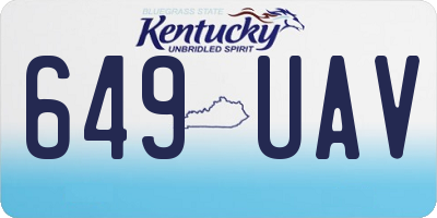 KY license plate 649UAV
