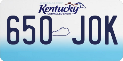 KY license plate 650JOK