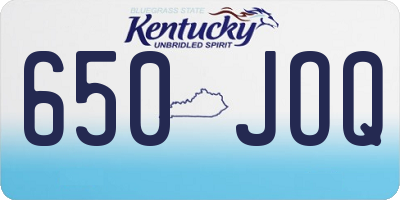 KY license plate 650JOQ