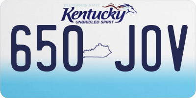 KY license plate 650JOV