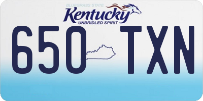KY license plate 650TXN