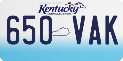 KY license plate 650VAK