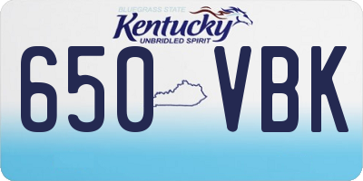 KY license plate 650VBK