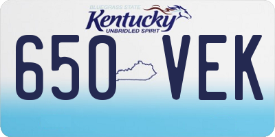 KY license plate 650VEK