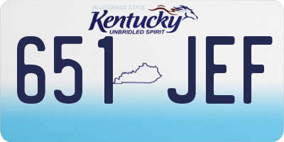 KY license plate 651JEF