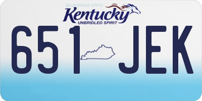 KY license plate 651JEK