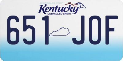 KY license plate 651JOF
