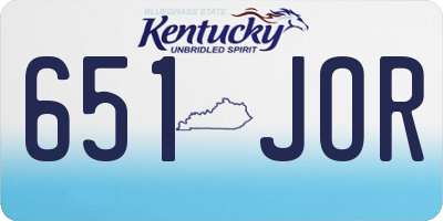 KY license plate 651JOR