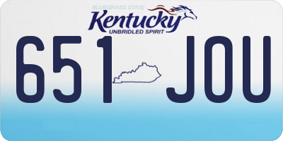 KY license plate 651JOU