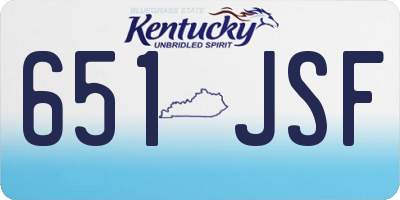 KY license plate 651JSF