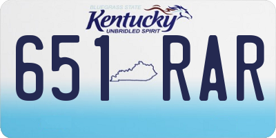 KY license plate 651RAR