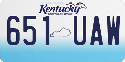KY license plate 651UAW