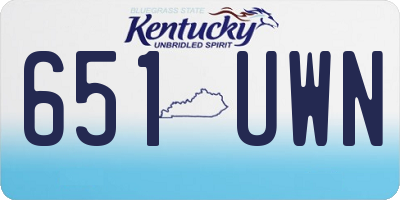 KY license plate 651UWN
