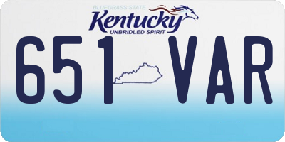 KY license plate 651VAR