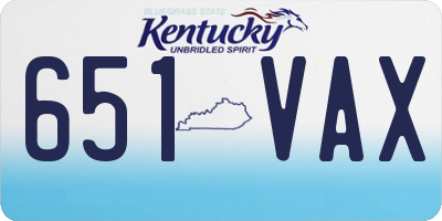 KY license plate 651VAX