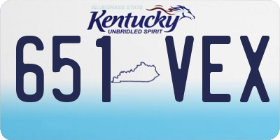 KY license plate 651VEX