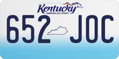 KY license plate 652JOC