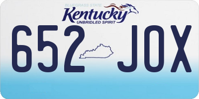 KY license plate 652JOX
