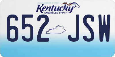 KY license plate 652JSW
