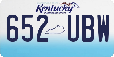 KY license plate 652UBW