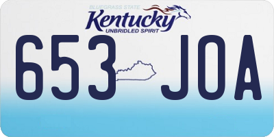 KY license plate 653JOA