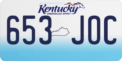 KY license plate 653JOC