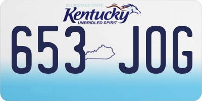KY license plate 653JOG