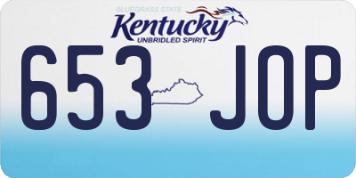 KY license plate 653JOP