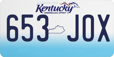 KY license plate 653JOX