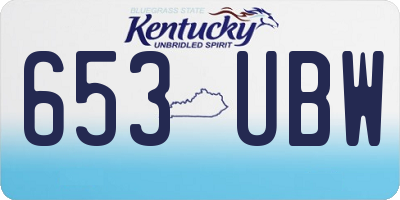 KY license plate 653UBW