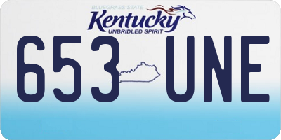 KY license plate 653UNE
