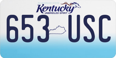 KY license plate 653USC