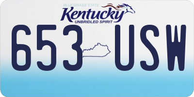 KY license plate 653USW
