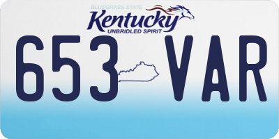 KY license plate 653VAR