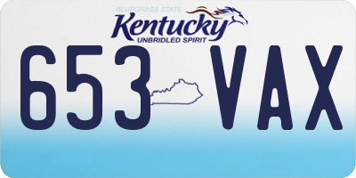 KY license plate 653VAX
