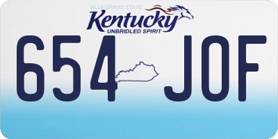 KY license plate 654JOF