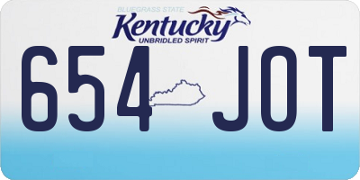 KY license plate 654JOT