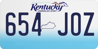 KY license plate 654JOZ