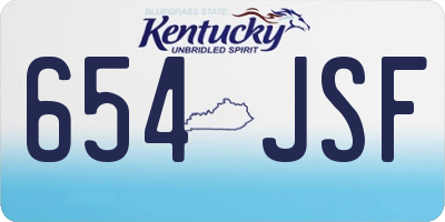 KY license plate 654JSF