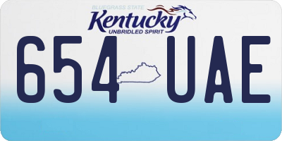 KY license plate 654UAE