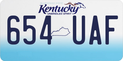 KY license plate 654UAF