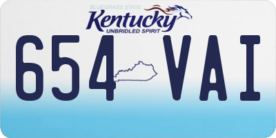 KY license plate 654VAI