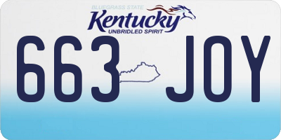 KY license plate 663JOY