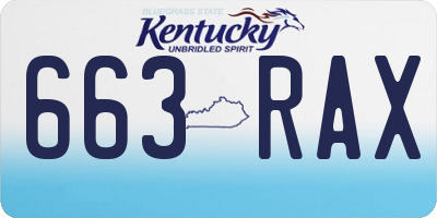 KY license plate 663RAX