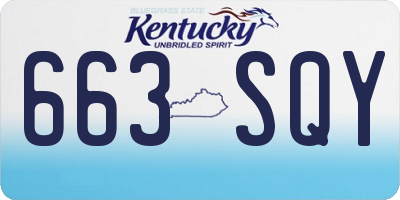 KY license plate 663SQY