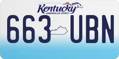 KY license plate 663UBN