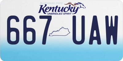 KY license plate 667UAW