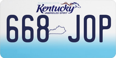 KY license plate 668JOP
