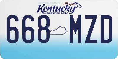 KY license plate 668MZD
